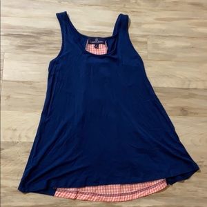 Lauren James Cute Navy Gingham Bow Back Tank